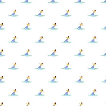 Pattern of woman floating on a light blue shape Illustrazione stock