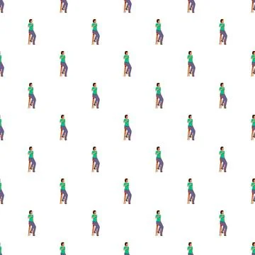 Pattern of woman sitting on a high stool Stock Illustration