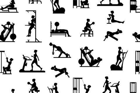 Pattern with women doing exercises Stock Illustration