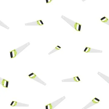 Pattern of wood saws. Cute color design. On a white background. Tools for any Stock Illustration