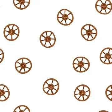 Pattern wood wheel ancient cartoon vector Stock Illustration