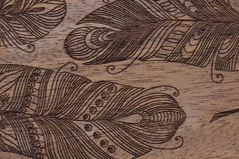 Pattern on a wooden background. Close up Stock Photos