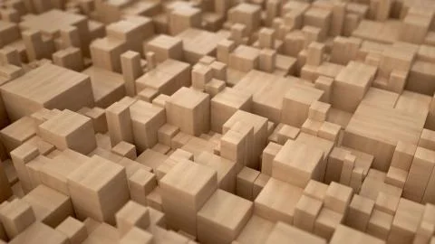 Pattern from wooden cubes of different sizes Stockillustratie