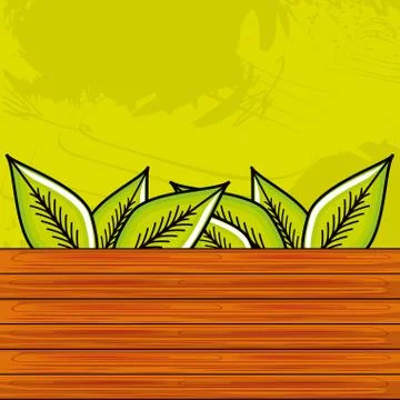 Pattern wooden with leaves tea Illustrazione stock