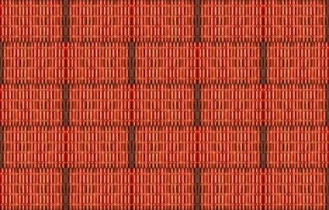 Pattern of wooden logs set of red trunks ribbed background Illustrazione stock