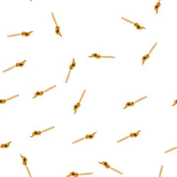 Pattern wooden matchstick burning brightly providing light and heat Illustrazione stock