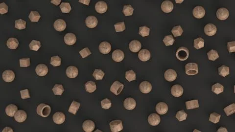 Pattern from wooden primitives on black surface Illustrazione stock