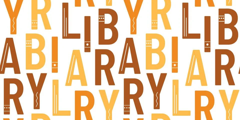 Pattern Word Library. Letters with pattern, like hardcover books. Seamless print Stock Illustration
