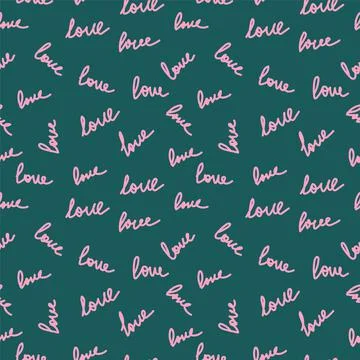 A pattern with the words Love. Vector background for Valentine's Day. Pink Stock Illustration