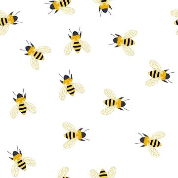 Pattern worker bee cartoon vector イラスト素材
