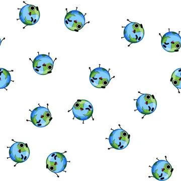 Pattern world earth planet character cartoon vector Stock Illustration