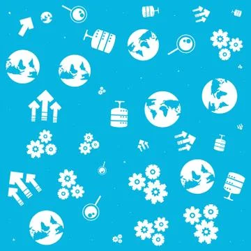 Pattern of world planet with data center and icons Stock Illustration
