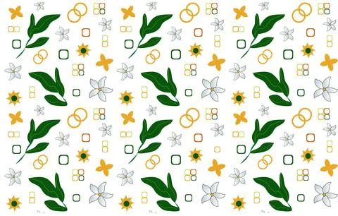 Pattern for wrapping paper, fabric or web background. Jasmine leaves and flow Stock Illustration