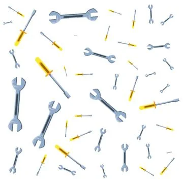 Pattern of wrenches with screwdrivers Stock Illustration