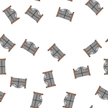 Pattern Wrought iron gate with brick pillars protecting entrance Stockillustratie