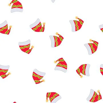 Pattern xmas elf santa hat cartoon vector Stock Illustration