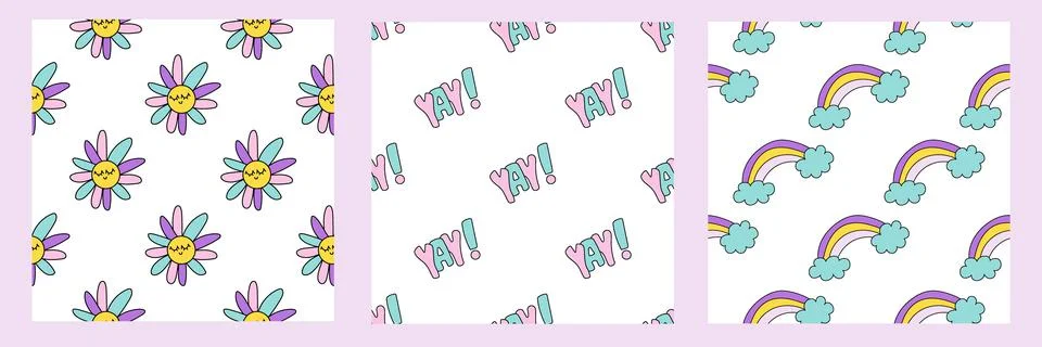 Pattern y2k groovy template Stock Illustration