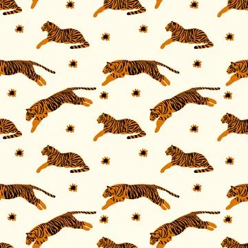 The pattern is the Year of the Tiger 2022. Background with a Chinese tiger happy Illustrazione stock