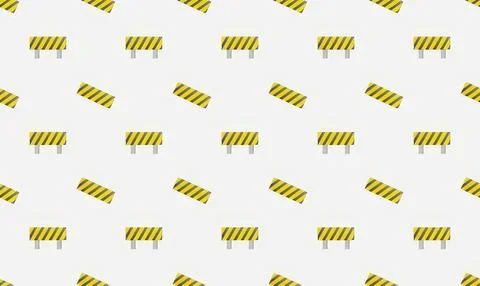 Pattern of yellow and black striped barricades on white background Stock Illustration
