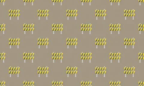 Pattern of yellow and black striped barriers on gray background Stock Illustration