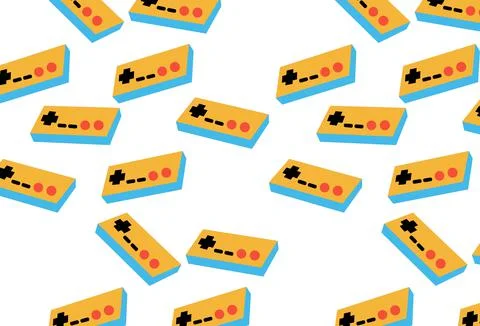 A pattern of yellow and blue old retro vintage hipster joysticks, manipulator イラスト素材