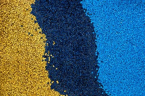 Pattern of yellow and blue polymers Foto stock