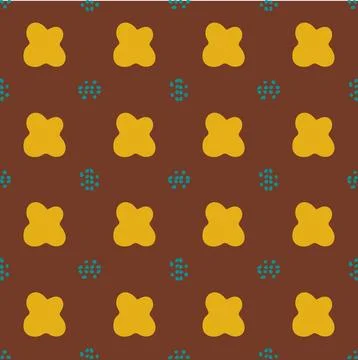 A pattern of yellow and blue squares with a brown background Stock Illustration