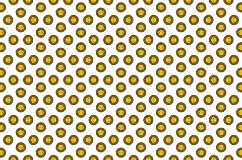 A pattern of yellow and brown circles with a lion in the center Illustrazione stock