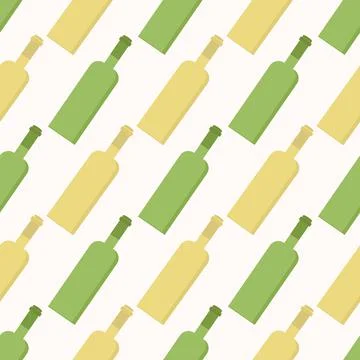 Pattern of yellow and green bottle on light background Stock Illustration