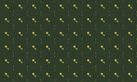 Pattern of yellow and green flowers on dark background Stock Illustration
