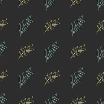 A pattern of yellow and green twigs on a black background Stock Illustration