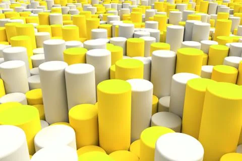 Pattern of yellow and white cylinders of different length Stock Illustration