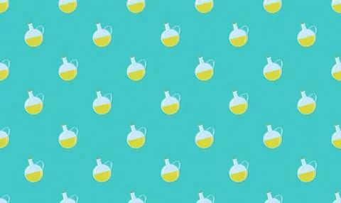 Pattern of yellow and white juice bottles on blue background Stock Illustration