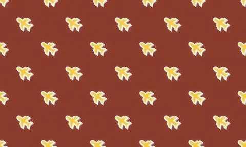 Pattern of yellow and white maple leaves on brown background Stock Illustration