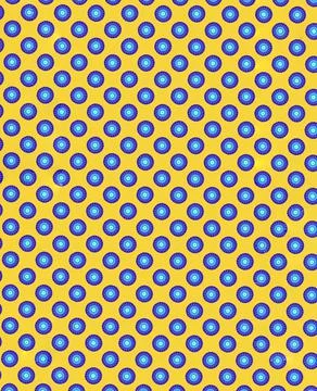 Pattern on a yellow background blue circles with abstract pattern Stock Illustration