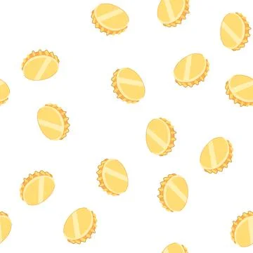 Pattern yellow beer bottle cap on white background Stock Illustration