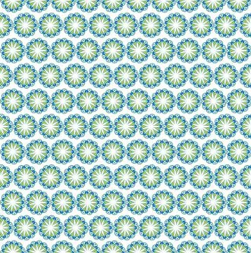 Pattern - Yellow-blue round flower pattern on a white background 스톡 일러스트