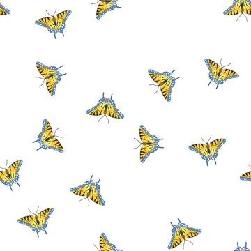Pattern yellow butterfly cartoon vector Stock Illustration