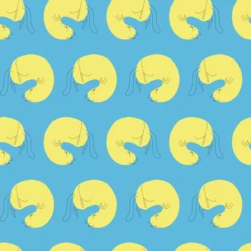 Pattern with yellow cat spot in line art. vector illustration Stock Illustration