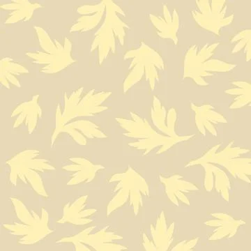 A pattern of yellow celery leaves on a beige background. Fabric floral texture Stock Illustration