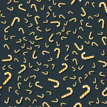 Pattern of yellow Christmas lollipop on a dark background. new year and Stock Illustration