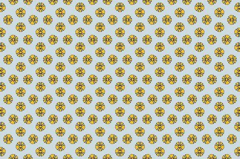 A pattern of yellow circles on a blue background Stock Illustration