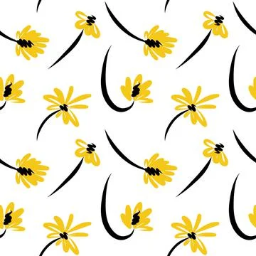 Pattern of yellow dandelions.Vector illustration Stock Illustration