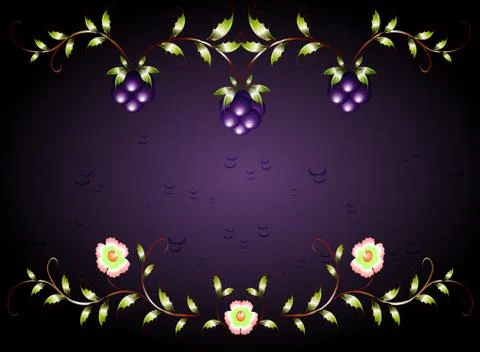 Pattern yellow flowers on a purple base. EPS10 vector illustration Illustrazione stock