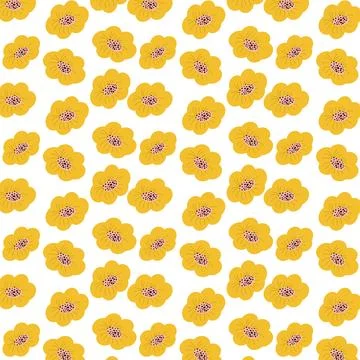 Pattern of yellow flowers on white background Stock Illustration