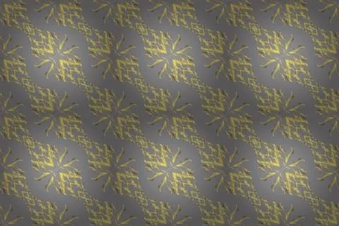 Pattern on yellow, gray and neutral colors with golden elements. Oriental style Illustrazione stock