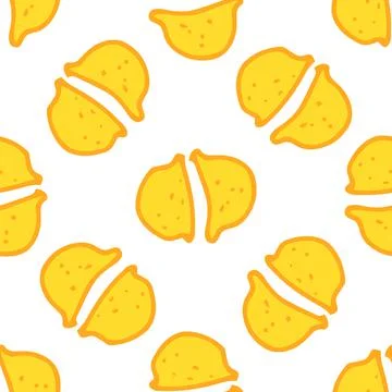 A pattern of a yellow microbe in a flat style.Seamless pattern of a hand-drawn Stock Illustration