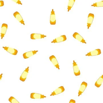 Pattern yellow mustard bottle cartoon vector Stock Illustration