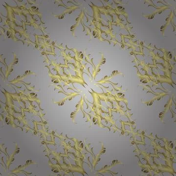 Pattern on yellow, neutral and gray colors with golden elements. Vector oriental Stockillustratie