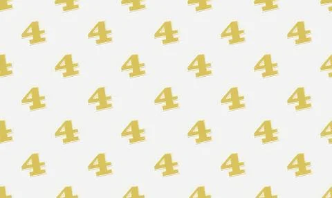 Pattern of yellow number four symbols on white background Stock Illustration